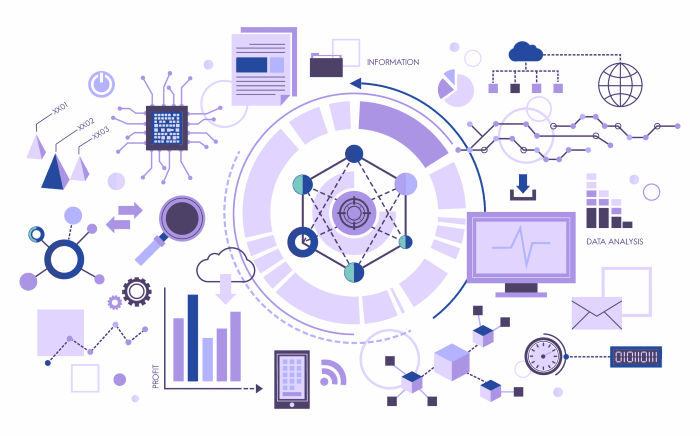 Графическое изображение с набором графиков и различных символов аналитики